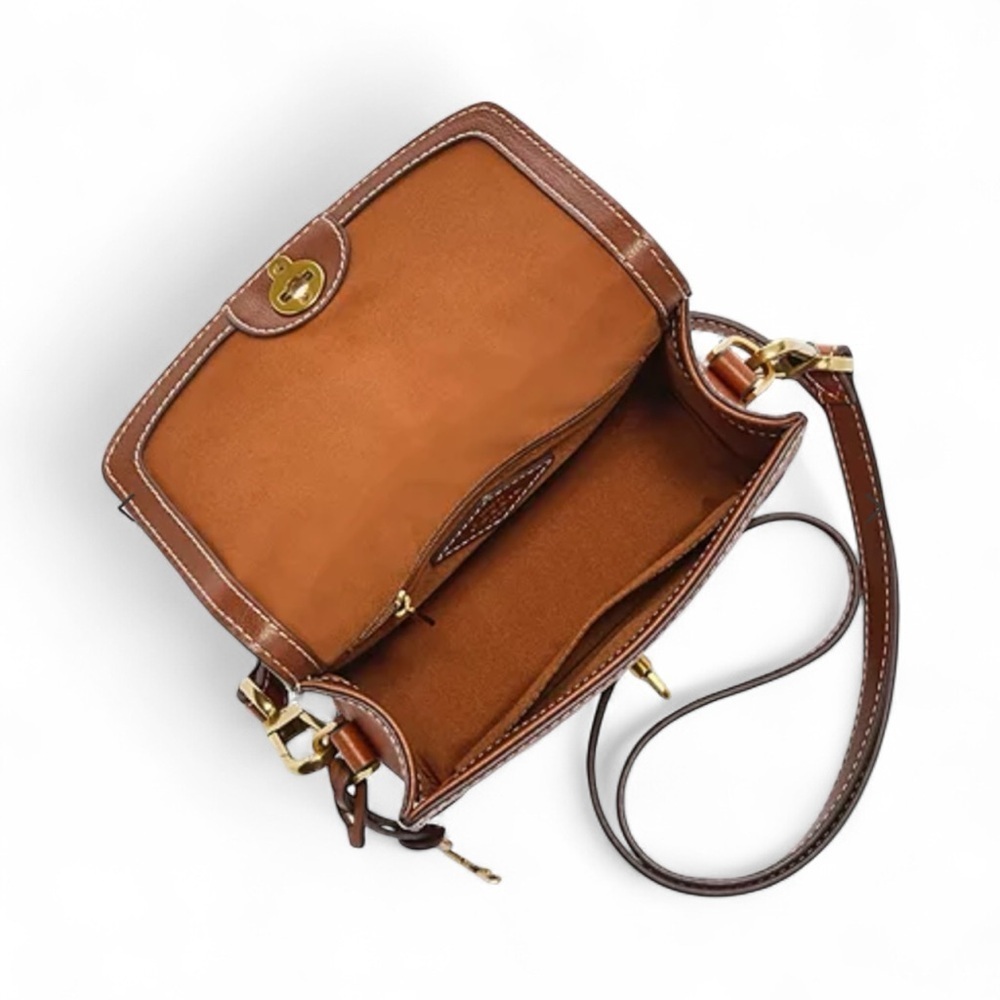 Fossil Ainsley Small Flap Crossbody handbag Medium Brown Leather NWT $195 - Picture 4 of 7